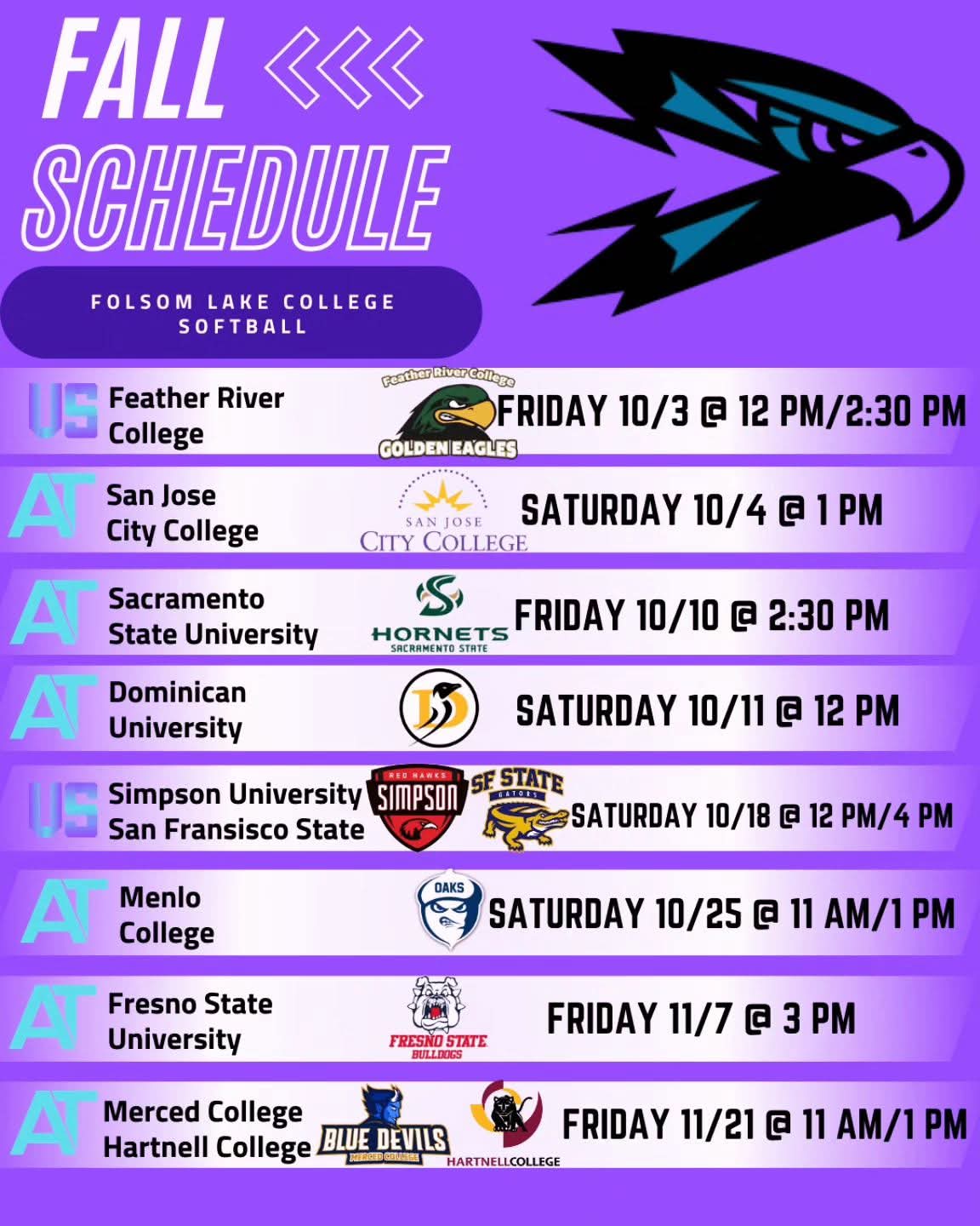 Folsom Lake College Softball Ready to Shine in 2025 Fall Schedule